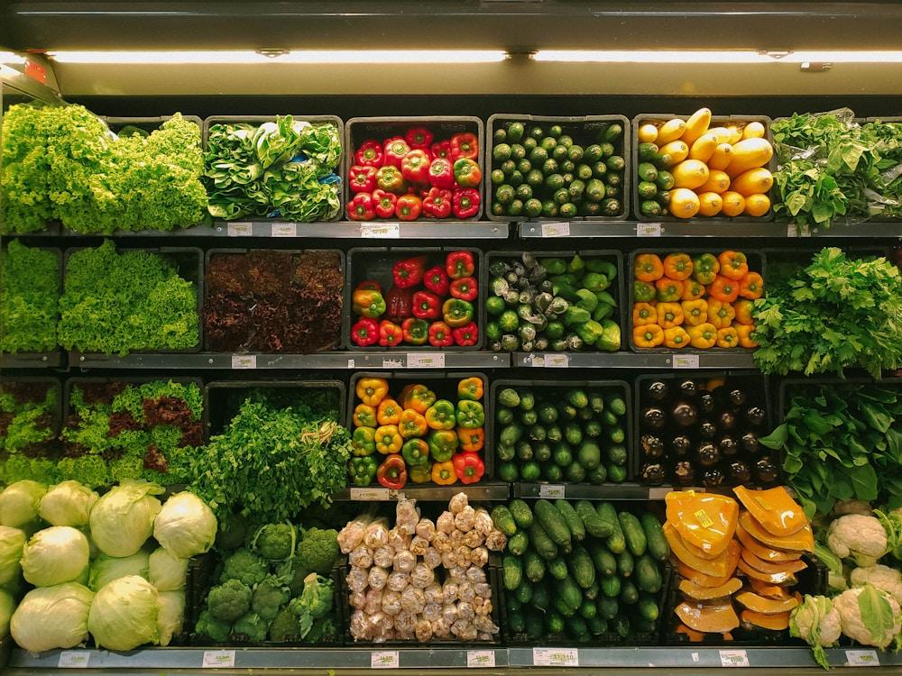 Fresh produce in wooden crates